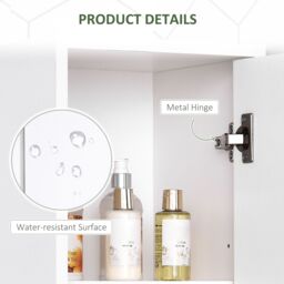 HOMCOM Bathroom Floor Storage Cabinet Slim Tallboy Door Cupboard & Shelves in White - thumbnail 6