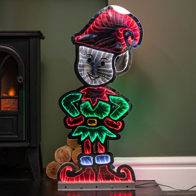 Samuel Alexander 60cm Infinity Elf in Red Boots on Metal Base with Green & Red LEDs - image 1