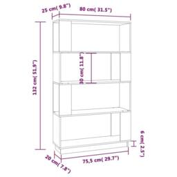 Berkfield Home Book Cabinet/Room Divider Grey 80x25x132 cm Solid Wood Pine - Size: 80 x 25 x 132 cm - thumbnail 8