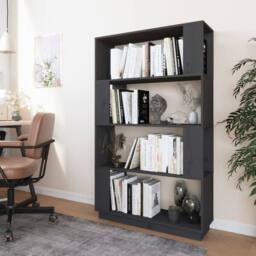 Berkfield Home Book Cabinet/Room Divider Grey 80x25x132 cm Solid Wood Pine - Size: 80 x 25 x 132 cm - thumbnail 3