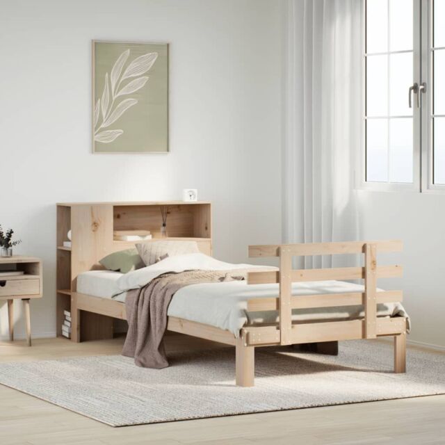 Berkfield Home Bookcase Bed without Mattress 75x190 cm Small Single Solid Wood Pine in Brown - image 1