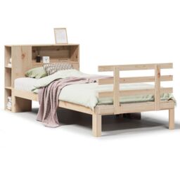 Berkfield Home Bookcase Bed without Mattress 75x190 cm Small Single Solid Wood Pine in Brown - thumbnail 2