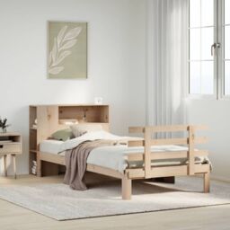 Berkfield Home Bookcase Bed without Mattress 75x190 cm Small Single Solid Wood Pine in Brown - thumbnail 1