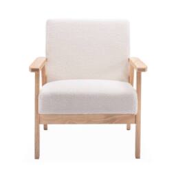 sweeek Scandi-style wood frame armchair in boucle fabric in Cream - thumbnail 7