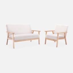 sweeek Scandi-style Wood Frame Armchair In Boucle Fabric in Cream - thumbnail 4