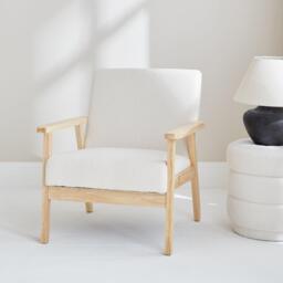 Scandi-style Wood Frame Armchair In Boucle Fabric