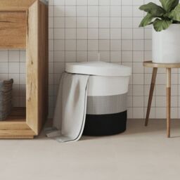 Berkfield Home Storage Basket with Lid White & Black √ò40x35 cm Cotton - Size: 40x35 cm - thumbnail 3