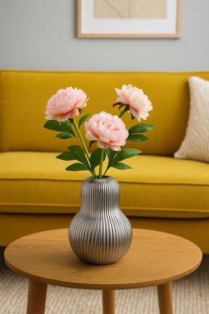 Living and Home Modern Silver Ceramic Double Gourd Vase Decorative Ornament for Dried Flowers - image 1