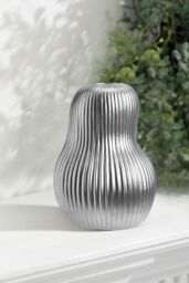 Living and Home Modern Silver Ceramic Double Gourd Vase Decorative Ornament for Dried Flowers - thumbnail 2