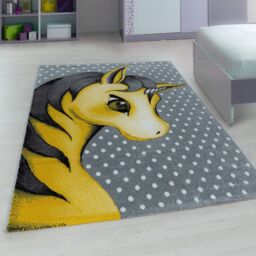 Bravich LTD Polkadots Unicorn Rug - Kids in Yellow - Size: 120 cm x 170 cm - thumbnail 1