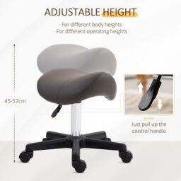 HOMCOM Saddle Stool Adjustable Rolling Salon Chair for Massage Spa Beauty in Grey - thumbnail 4