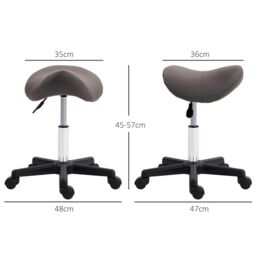 HOMCOM Saddle Stool Adjustable Rolling Salon Chair for Massage Spa Beauty in Grey - thumbnail 3