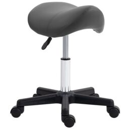 HOMCOM Saddle Stool Adjustable Rolling Salon Chair for Massage Spa Beauty in Grey - thumbnail 2