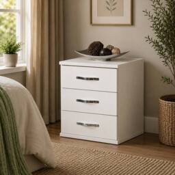KDMD Duo 3 Drawer White Bedside Cabinet - thumbnail 6