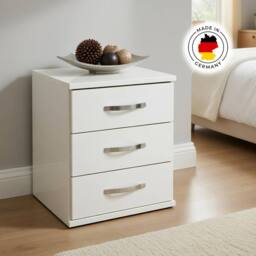 KDMD Duo 3 Drawer White Bedside Cabinet - thumbnail 5
