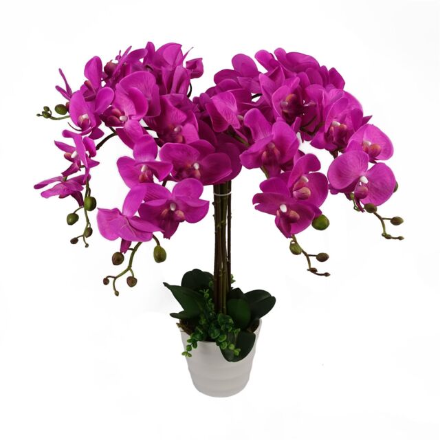 Leaf 85cm Artificial Deluxe Bush Orchid - Dark Pink - image 1