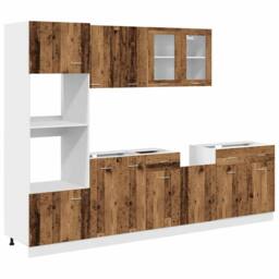 Berkfield Home 7 Piece Kitchen Cabinet Set Old Wood Engineered Wood in Brown - thumbnail 2