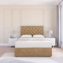 "Sloomy Montana Dumfries Bed Set With No Drawers Mattress & 54"" Headboard in Light Beige - Size: Double" - thumbnail 2