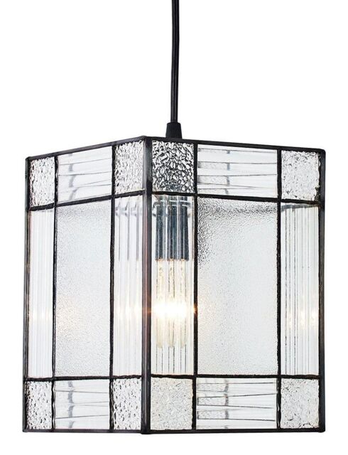 Happy Homewares Clear Glass Tiffany Easy Fit Pendant Shade with Square & Rectangular Panels - image 1