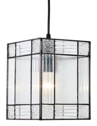 Happy Homewares Clear Glass Tiffany Easy Fit Pendant Shade with Square & Rectangular Panels - thumbnail 1
