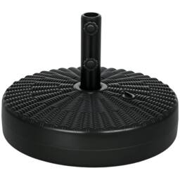 OUTSUNNY 29kg Round Parasol Base w/ Rattan Effect, Plastic Umbrella Stand, Black - thumbnail 2