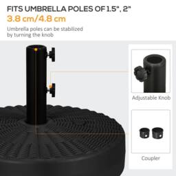 OUTSUNNY 29kg Round Parasol Base w/ Rattan Effect, Plastic Umbrella Stand, Black - thumbnail 4