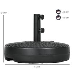OUTSUNNY 29kg Round Parasol Base w/ Rattan Effect, Plastic Umbrella Stand, Black - thumbnail 3