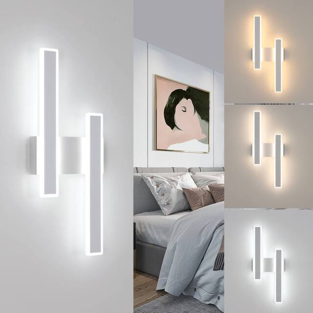 Goeco LED Indoor Wall Light, 32W, Modern 3 Colour Temperature, White Acrylic - image 1
