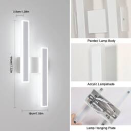 Goeco LED Indoor Wall Light, 32W, Modern 3 Colour Temperature, White Acrylic - thumbnail 5