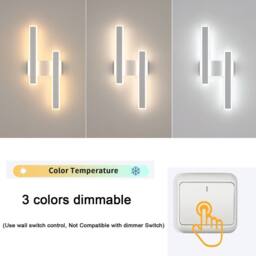 Goeco LED Indoor Wall Light, 32W, Modern 3 Colour Temperature, White Acrylic - thumbnail 6