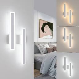 Goeco LED Indoor Wall Light, 32W, Modern 3 Colour Temperature, White Acrylic - thumbnail 1