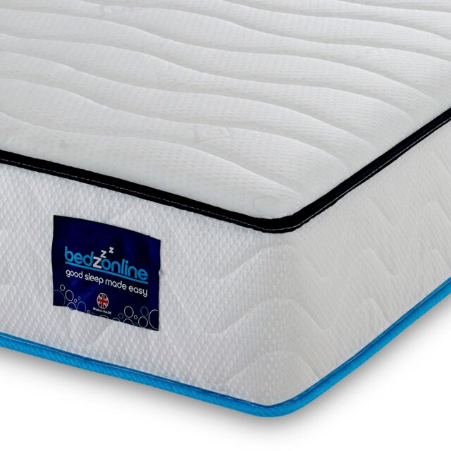 Bedzonline 2FT6 Ultra Cool Mattress - Cool Blue Memory Foam & Open Coil Mattress - Ultimate Cool Comfort & Gentle Spine Alignment - image 1