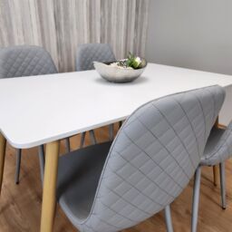 KOSY KOALA Modern Rectangle White Dining Table Set With 4 Grey Chairs Dining Room Furniture in Brown - thumbnail 3