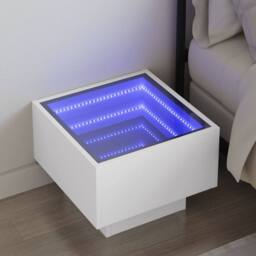 Berkfield Home Decorative Bedside Table with Infinity LED White 40x40x30 cm - Size: 40 x 40 x 30 cm - thumbnail 2