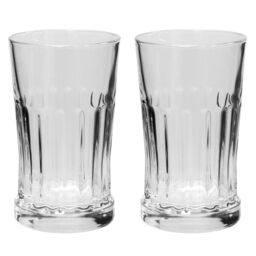 simpa Vertical Line Detailed Chunky Glass Vase - Set of 2 in Clear - thumbnail 1