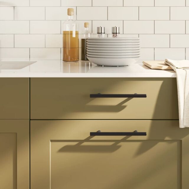 Berkfield Home Cabinet Handles 10 pcs Black 128 mm Stainless Steel - image 1
