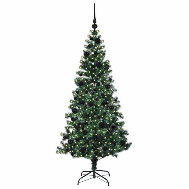 Berkfield Home Elegant Artificial Pre-lit Christmas Tree Green 180 cm PVC & Metal - image 1