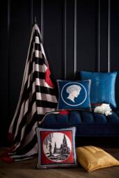 Laurence Llewelyn-Bowen 'Diva Embroidery' Velvet Filled Cushion in Yellow - Size: 43 cm x 43 cm - thumbnail 4