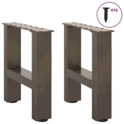 Berkfield Home Coffee Table Legs Natural Steel 2 pcs 30x(30-31) cm Steel in Grey - thumbnail 4