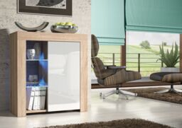 Mex Furniture LTD Sideboard with LED Lighting & Gloss Doors / 83cm in Beige - thumbnail 3