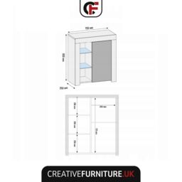 Mex Furniture LTD Sideboard with LED Lighting & Gloss Doors / 83cm in Beige - thumbnail 4