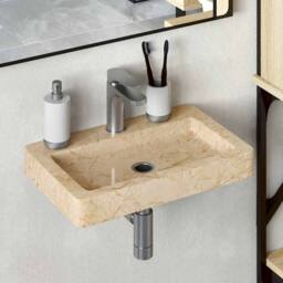 Berkfield Home Sink Cream 38x24x6.5 cm Marble - thumbnail 2