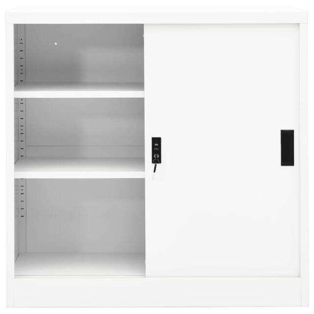 Berkfield Home Office Cabinet with Sliding Door White 90x40x90 cm Steel - Size: 90 x 40 x 90 cm - image 1