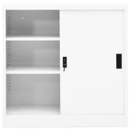 Berkfield Home Office Cabinet with Sliding Door White 90x40x90 cm Steel - Size: 90 x 40 x 90 cm