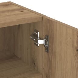 Berkfield Home TV Cabinet with LED Lights Artisan Oak 40, 5x30x102 cm in Brown - Size: 5 x 30 x 102 cm - thumbnail 9