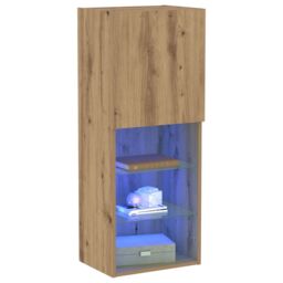 Berkfield Home TV Cabinet with LED Lights Artisan Oak 40, 5x30x102 cm in Brown - Size: 5 x 30 x 102 cm - thumbnail 3