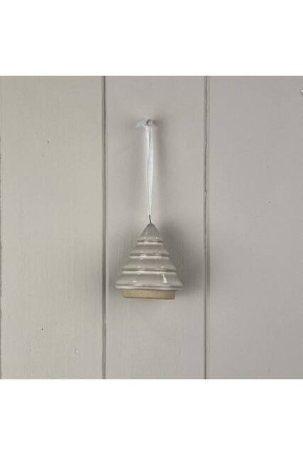 KDMD Glazed Ceramic Hanging Tree Decoration with Texturd Detail in Off-White - image 1