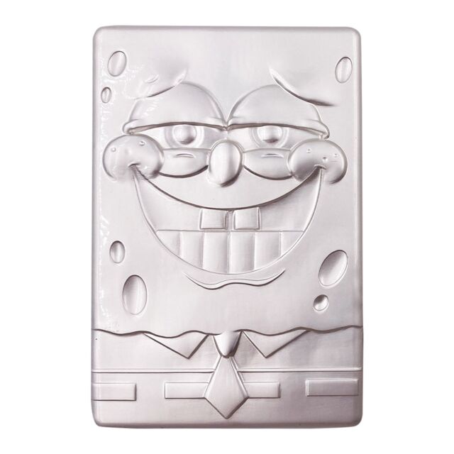 SpongeBob SquarePants 25th Anniversary .999 Silver Plated Metal Ingot & Display Stand in Metallic Silver - image 1
