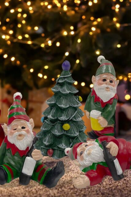 Groundlevel Set of 4 Naughty Drunken Elf Gnomes - image 1