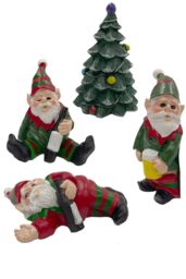 Groundlevel Set of 4 Naughty Drunken Elf Gnomes - thumbnail 3